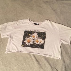 Forever 21 White Cropped Graphic Tee